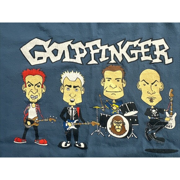 Vtg Goldfinger T Shirt Cartoon Print Rock Band Size M Blue Y2K HTF Rare - Picture 6 of 12